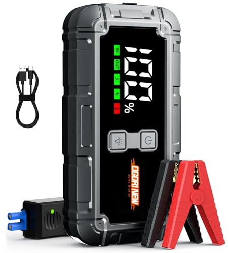OGORI NEW Starthilfe Powerbank für Pkw,8000A Auto Starthilfe Powerbank,12V Booster Auto Starthilfe mit LED Taschenlampe+Powerbank+Großdisplay für Motorrad SUV(Bis zu 10L Benzin/8L Diesel)