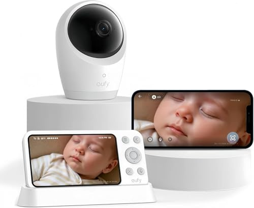 eufy Babyphone mit Kamera E21, 4K UHD, 5-Zoll-Display (720p), Hybrid-WLAN/Offline-Modus, Steuerung per App & Monitor, Schwenk- & Neigefunktion, 8-Fach Zoom, tragbare Kamera mit Akku (Generalüberholt)
