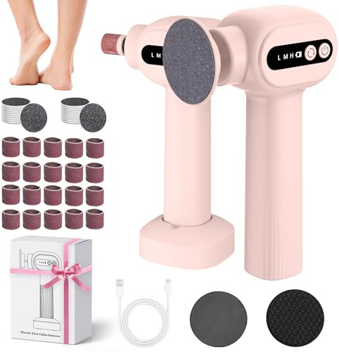 Bostar 6 Niveles Lima Electrica Pies Durezas, 2 en 1 Pedicura Profesional Callos con 42 Almohadillas de Repuesto Durezas Pies Eliminar per Muertas y Agrietadas (Rosa)