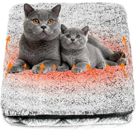 Adiwo Tappetino Riscaldante 70x48cm, Cuccia per Gatti con Coperta Autoriscaldante, Pad Caldo Lavabile Eco-Friendly Antiscivolo, Senza Elettricità per Gatti e Cani di Piccola e Media Taglia