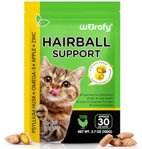 Cat Hairball Remedy Treats, Tasty Supplements to Help Prevent & Remove Hairballs, Supports Digestion, Skin & Coat Health, Chicken 100g (3.7 Oz)