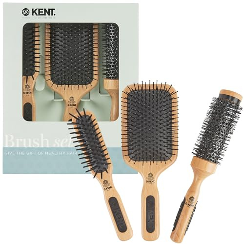 Kent Perfect For Gift Set - Hair Brush Set for Women with Award-Winning Paddle, Round & Finishing Hairbrushes for Healthy, Shiny Hair, Detangling, Straightening & Curling Brushes
