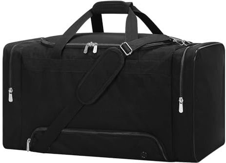 LONALIA 54L Sporttasche Reisetasche mit Schuhfach - Trainingstasche Herren Groß, Fitness Tasche für Sport Reise Fußball (Schwarz)