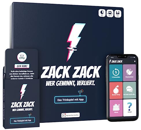 Zack Zack - wer gewinnt, verliert! Bundle - Trinkspiel mit App - Brettspiel und Kartenspiel - Mehr als 1000 Aufgaben - Partyspiel - Geschenkidee