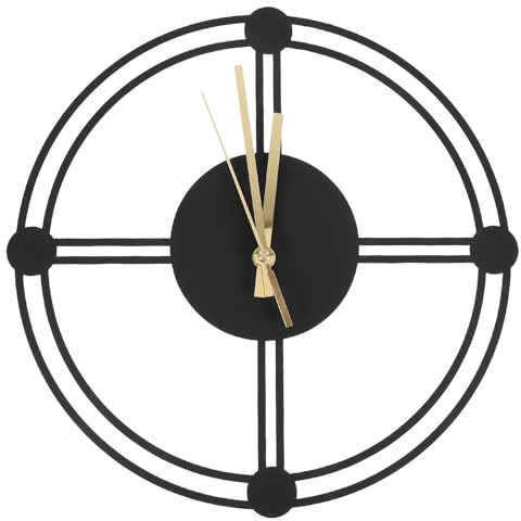 HOMSFOU Schwarze Hängeuhr aus Eisen, Geräuschlos, Wetterfest | Minimalistisches Design Einfach zu Montieren und Rostbeständig ,, Geeignet für Garten und Terrasse