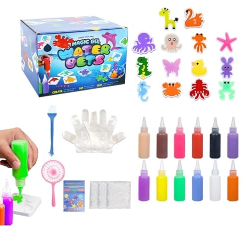 Wasserspielzeug-Set,12 Farben 14 Formen Tier Bastelsets - Meerestiere Wassergel Set,für Kinder und Mädchen Schule Klassenzimmer Vorschule Zuhause Reisen und Party