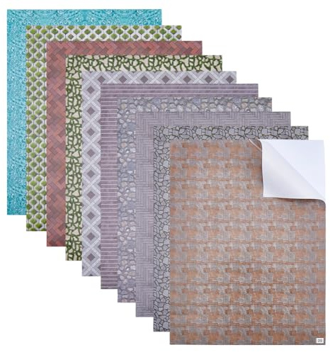 FINGERINSPIRE 10 Blatt Miniatur Puppenhaus Tapete 285x210mm Selbstklebende Puppenhaus Bodenbeläge Blätter Abzieh und Kleb Miniatur Papier Selbstklebend Beschichtetes Papier für Miniatur Modell