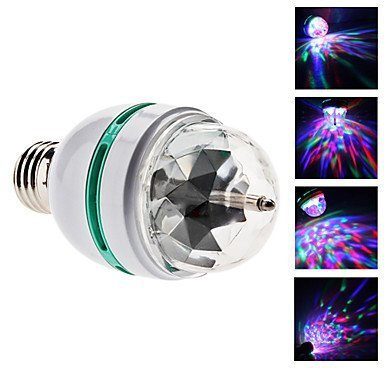 Ampoule LED à rotation automatique, effet stroboscopique multicolore, avec douille avec prise et interrupteur, idéal pour les fêtes, puissance : 3 W.