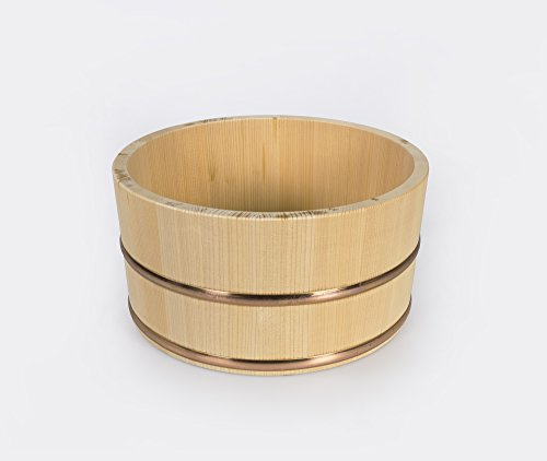 Umezawa Wooden Japanese Bath Bucket - Onsen Style Shower Caddy for your Bath-time Essentials, Made with Water-resistant Hinoki Cypress Wood