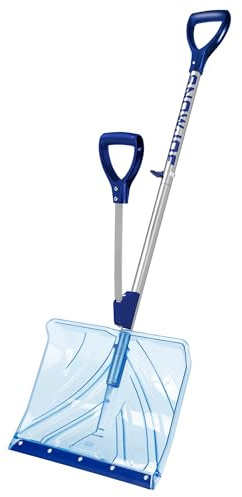 Snow Joe Snow Shovel, Shovelution Strain-Reducing Ice Remover w/ Assist Handle, 18, Blue - Heavy-Duty Blade Tool for Digging and Removing Ice from Driveway, Patio, and Yard, SJ-SHLV02