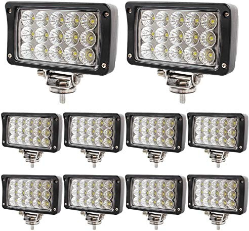 BRIGHTUM 10 X 45W LED Offroad Arbeitsscheinwerfer weiß 12V 24V Reflektor worklight Scheinwerfer Arbeitslicht SUV UTV ATV Arbeitslampe Traktor Bagger LKW KFZ (10 Stück)