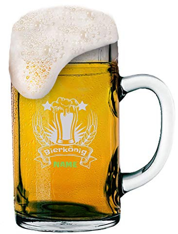 MeinGlas GmbH Boccale da birra da 1 litro con logo *Bierkönig Name* come incisione – incisione personalizzata del nome sulla brocca per regali personali