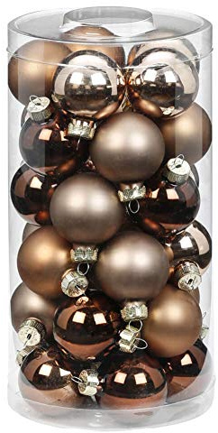Weihnachtskugeln Glas 4cm x 30 Stück Christbaumkugeln Mix braun beige dunkelbraun - Elegant Lounge
