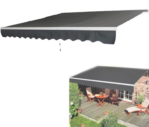 UISEBRT Tenda da sole in alluminio per Balconi con Braccio Articolato Tenda Parasole a Cassonetto Snodabile protezione solare (Grigio Scuro, 300 x 250 cm)