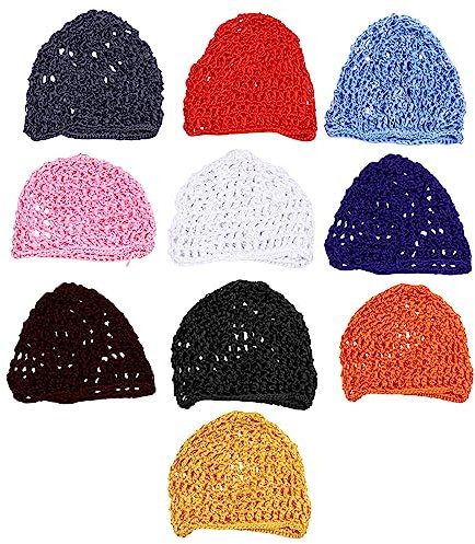 Lurrose 10 Stück Netz-Häkelhaarnetz gehäkelt Haarnetz Kappe Rayon Schlauchmütze kurz Frauen Haarnetz Snoods Abdeckung Ornament zum Schlafen