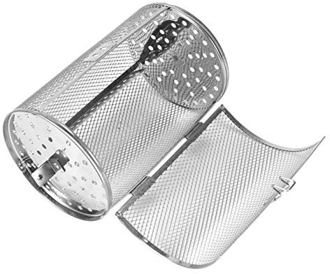 LANTRO JS Edelstahl-Grillkorb, Drehspieß, Grill, Bräter, Backwaren, Ofen, Braten, Backen, Nüsse, Bohnen, Erdnusskorb, BBQ-Grill, 12 x 18 cm