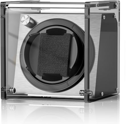 Watch Winder Smith Uhrenbeweger aus halbtransparentem PE Kunststoff für 1 Uhren (Grau)