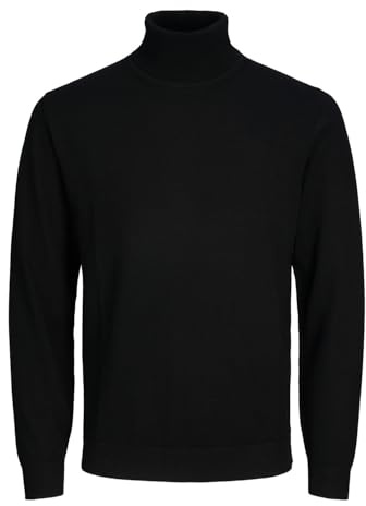 JACK & JONES Pull à col roulé uni pour Homme, Noir, M