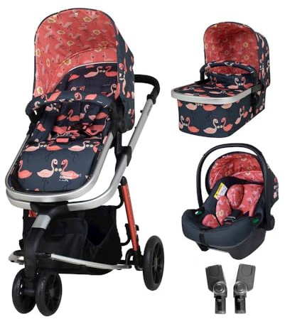 Cosatto Giggle 3 in 1 i Size Bundle in Pretty Flamingo with Car seat and Raincover