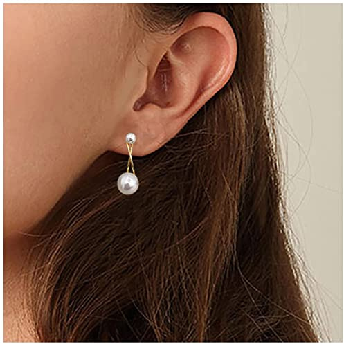 Inateannal Perlenohrringe Goldperlen Ohrstecker Doppelte Perle Schwimmende Ohrringe Braut Perlenohrringe Schmuck Für Frauen Und Mädchen