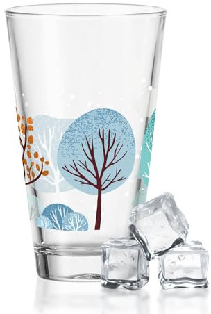 GRAVURZEILE Verre à eau avec impression UV - Motif de Noël - Arbres d'hiver - Décoration de Noël - Cadeaux pour garçons et filles - Pour la période de Noël pour le lutin et comme cadeau pour les