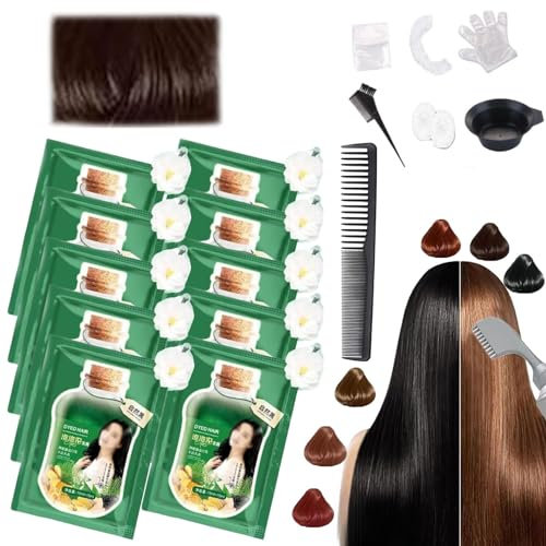 10PCS Plant Extract Bubble Hair Dye Shampoo - Pure Plant Fruit Dye Cream for Grey Hair Color - Black & Brown (10Pcs)