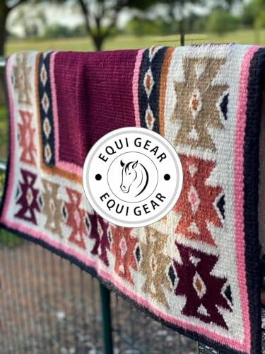 EQUIGEAR Western Show Horse Satteldecke aus neuseeländischer Wolle, Western-Design, handgefertigte Satteldecke, Wollpolster, Sensor Flex (Anpassung möglich), WK66 (36x42)