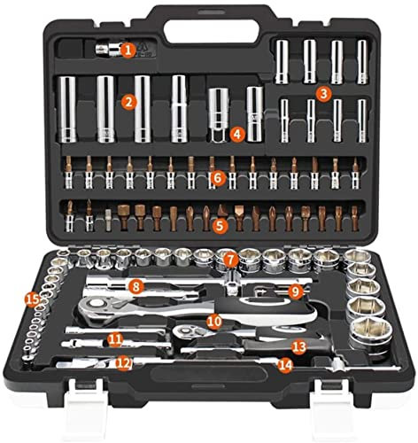 Herramienta de Mantenimiento, Llave dinamométrica de trinquete, combinación de Llaves, Herramientas manuales de reparación automática para Kit de Coche, Juego de Llaves inglesas