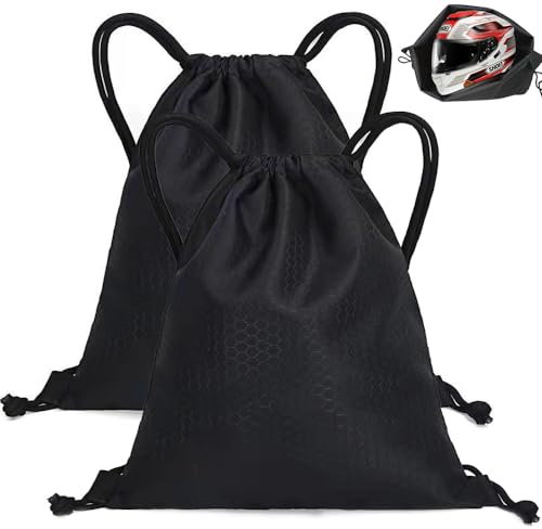 HIULLEN 2 Stück Helmtasche, Helmbeutel mit Kordelzug, Motorradhelm Rucksack Wasserdicht Tragbarer Helmsack Helmrucksack für Motorradhelm Fahrradhelme Basketball Skihelme Reithelme Fitness