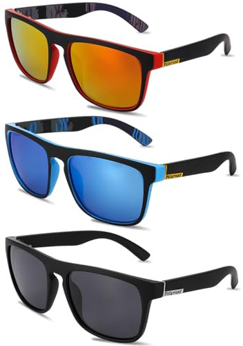 Utensilsto 3 Stück Polarisierte Sonnenbrille für Herren und Damen - Outdoor Sport UV400 Retro Vintage Modell mit Schutz für Autofahren, Radfahren, Angeln