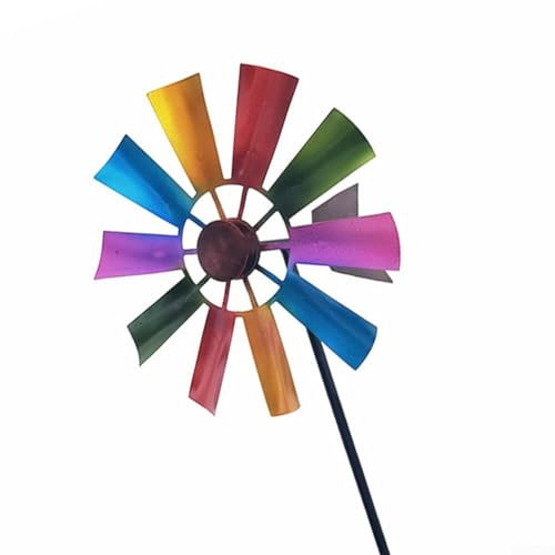 Molino de viento de metal elegante de 73 cm para decoración de jardín giratorio de para 360 grados