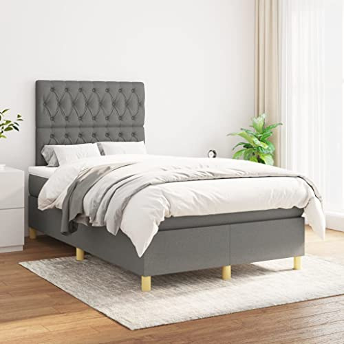 CKioict Palettenbett Modernes Bettgestell Jugendbett Boxspringbett mit Matratze Dunkelgrau 120x200 cm StoffGeeignet für Arbeitszimmer, Wohnzimmer, Hotel