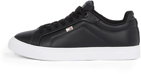 Tommy Hilfiger Donna Sneakers Court Icon Flag in Pelle, Nero (Black), 36