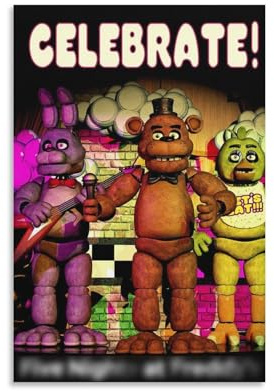 FNAF Gamer-Videospiel-Poster, Leinwand, Wandkunst, Bauernhaus-Galerie, ästhetische Raumdekoration für Schlafzimmer, Badezimmer, 60 x 90 cm