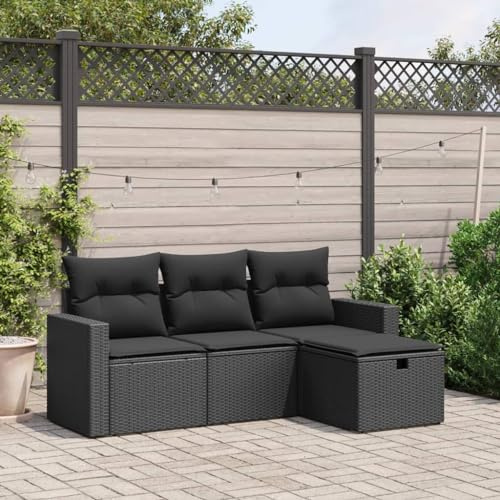 Festnight Balkon Lounge Rattan Sofa Outdoor Ecklounge Sitzecke Klein Loungemöbel Gartensofa Ecksofa Rattansofa Couch