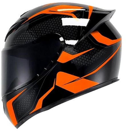 YPDOPORA Integralhelm Für Motorradfahrer Mit Getöntem Visier, Leicht Und Robust, Motorrad-Straßenrad-Rennhelm, Rollerhelm Für Männer Und Frauen, DOT/ECE-Geprüft,Orange,M59~60CM
