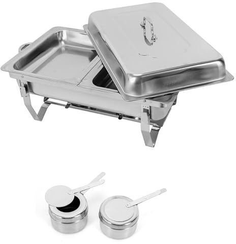 Chafing Dish Chauffe-plat en acier inoxydable 7,5 l avec couvercle, support pliable, réservoir à combustible et bol à eau, pour buffets, fêtes de famille, banquets