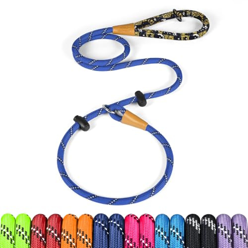 lynxking Slip Lead Dog Leash Reflective, 6 FT x 1/2 Heavy Duty Comfortable Strong Rope Leash for Large, Medium Dogs, No Pull Pet Training Lead | Heavy Duty Comfortable Strong Loop Rope 6ft x 1/2 No Pull Pet Training Walking Lead for Large Medium Small Dogs