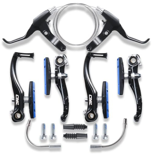CNCLOL V Brake Set, Front & Rear Universal Bicycle V-Brake Calipers, Linear Pull Replacement for Mountain/MTB/Road/BMX/City/Folding Bike, Black/Blue