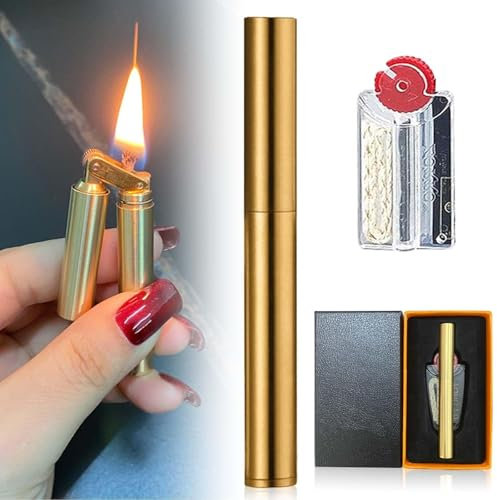 Mechero vintage recargable de queroseno, de latón, retro, para vela, cocina, barbacoa, camping, joyas de soldadura, color latón (1)