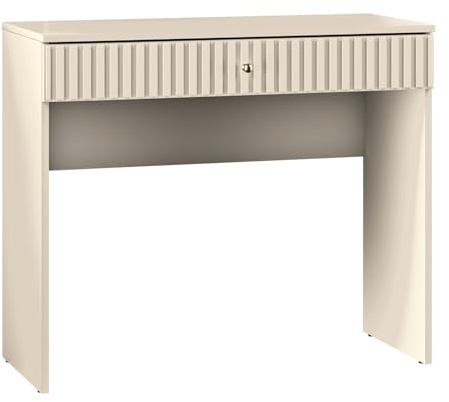 Selsey Schminktisch Caletto - Eleganter Schminktisch 92 cm Breit - Mit Schublade - Stilvolle Lamellenverzierung & Goldene Griffe - Langlebig Feuchtigkeits- & Kratzbeständig für Schlafzimmer