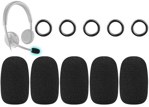 SOULWIT 5 Stück Mikrofonabdeckungen für Plantronics(Poly) Kopfhörer | Windschutz für CS540/CS520/HW510/HW520, Audio/Blackwire/E-ncorepro/Rig/Voyager Serien Kopfhörer