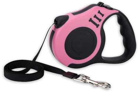 Guinzaglio per Cani, Guinzaglio Retrattile,guinzaglio per cani estensibile, per Cani di Piccola, Media e Grande Taglia, Rosa, 5 m