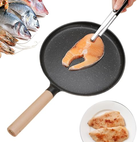 Pane Antiaderente Da 9,5 Pollici - Pan Da Fritto Al Forno Con Funzione Riscaldatore | Utensili Da Cucina Pesanti Leggeri Per Fornello Elettrico E Campeggio | Padella Non Tossica Senza PFOA