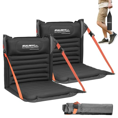 EULANT Coussin de Stade Gonflable avec Dossier, Résistant à l'eau Sièges au Sol avec Dossier, Chaise Plage pour Camping Kayak Randonnée Evénements Sportifs Concerts
