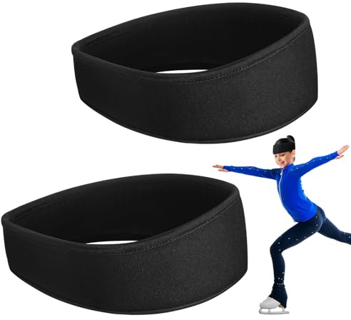 Chicingyou 2 Pcs Black Headband for Figure Skating Ice Skating Protective Headband with Padded for Women Men Athletic Guards Accessories