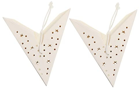 HOMSFOU Lot de 2 abat-jours en papier à suspendre en forme d'étoile blanche - Housses de rechange pour décoration de Noël - Léger et facile à installer