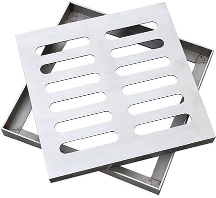 Rejilla de drenaje cuadrada de acero inoxidable 304 resistente para calzadas, jardines, centros comerciales y aceras (20 x 20 cm), solución de drenaje