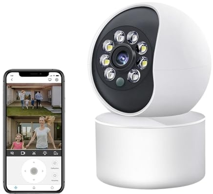 CSDASW Telecamera da 5 MP Telecamere di sorveglianza a colori for visione notturna di sicurezza a doppio obiettivo Videocamera interna for tracciamento umano automatico AI(5MP Camera Add 128GB)
