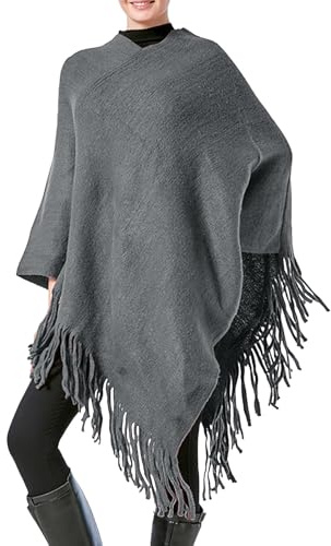 Generico Scialle Donna Invernale, Poncho Donna Invernale Caldo Sciarpa Jacquard Mantello con Scialle Caldo Invernale Mantello Caldo Poncho da Strada Mantelle Cappotto con Nappa per Casa E Inverno